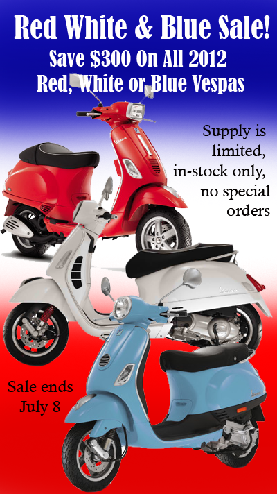 Vespa Orlando Red White and Blue Sale!